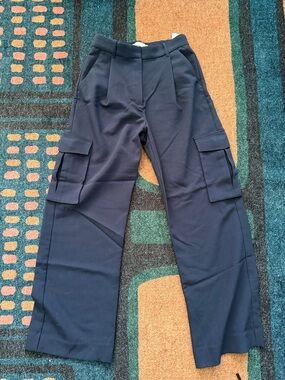 Abercrombie & Fitch Navy Wide-Leg Cargo Trouser - 27